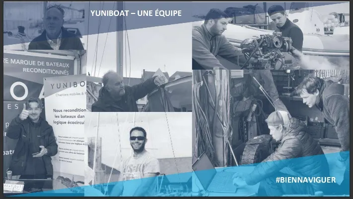 Equipe Yuniboat au chantier de Batz-sur-Mer